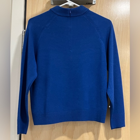 Karen Scott Petites Royal Blue Mock-Neck Zip-Back Sweater - Picture 2 of 5